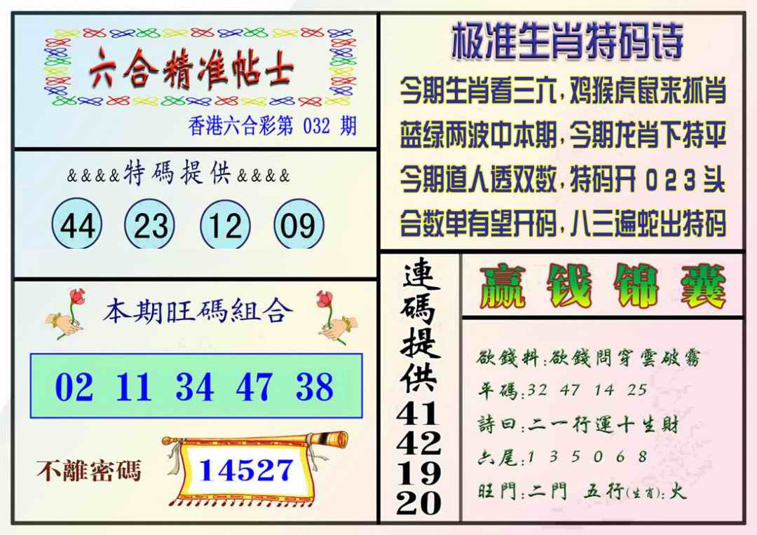 032期精准贴士[图]